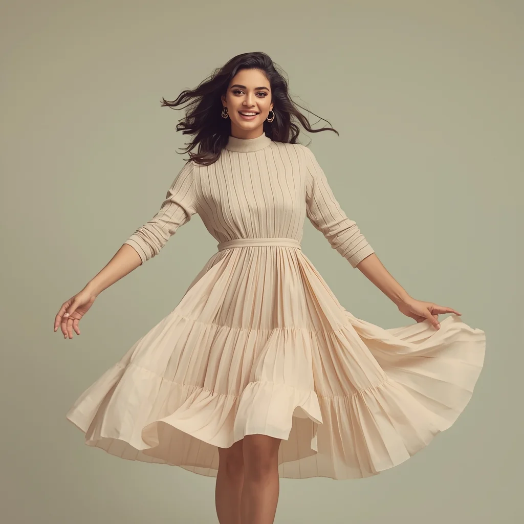 Modern Indian Spin Reel Pose in Flowy Dress | Pro Level Image Prompts