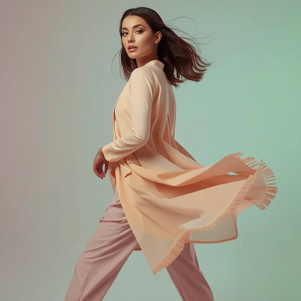 Modern Pastel Indo-Western Woman Slow Turn Flow Pose | Whatsapp Dp Ai Prompt
