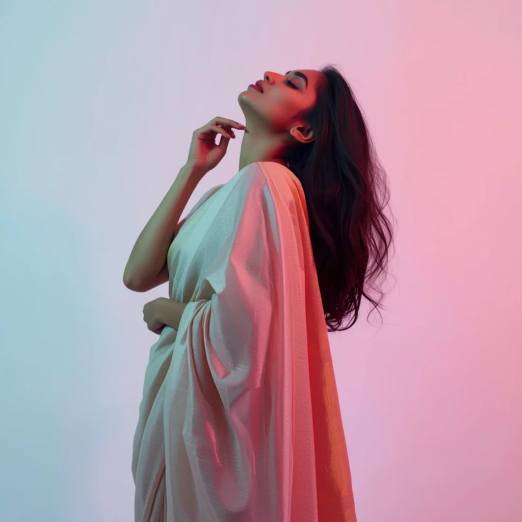 Modern Saree Girl Back Lean Look Up Dreamy Pose | Saree Prompt For Gemini Ai