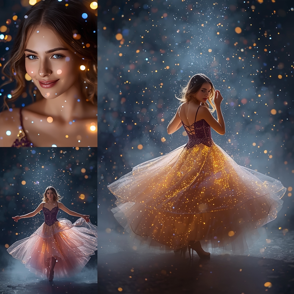 Mystic Crystal Rain Premium Western Dress Enchanted Collage | Travel Ai Prompt