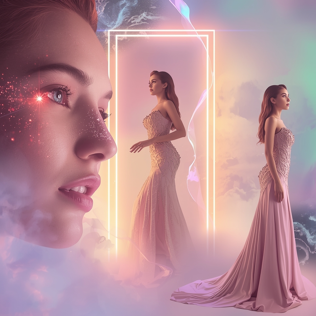 Mystic Light Portal Premium Western Dress Dreamy Collage | Prompt Gemini