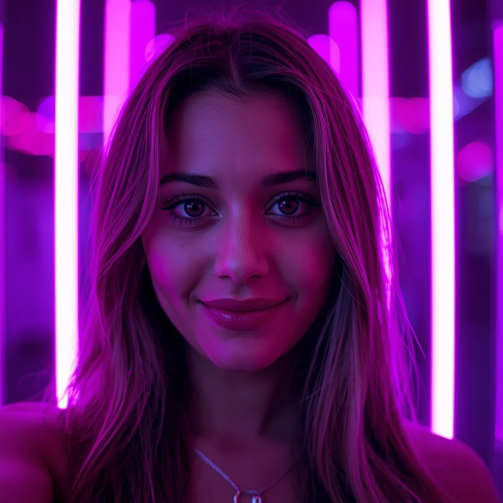 Neon Light Instagram Girl Selfie with Aesthetic Glow – Viral Gen Z Style | Ai image Prompt