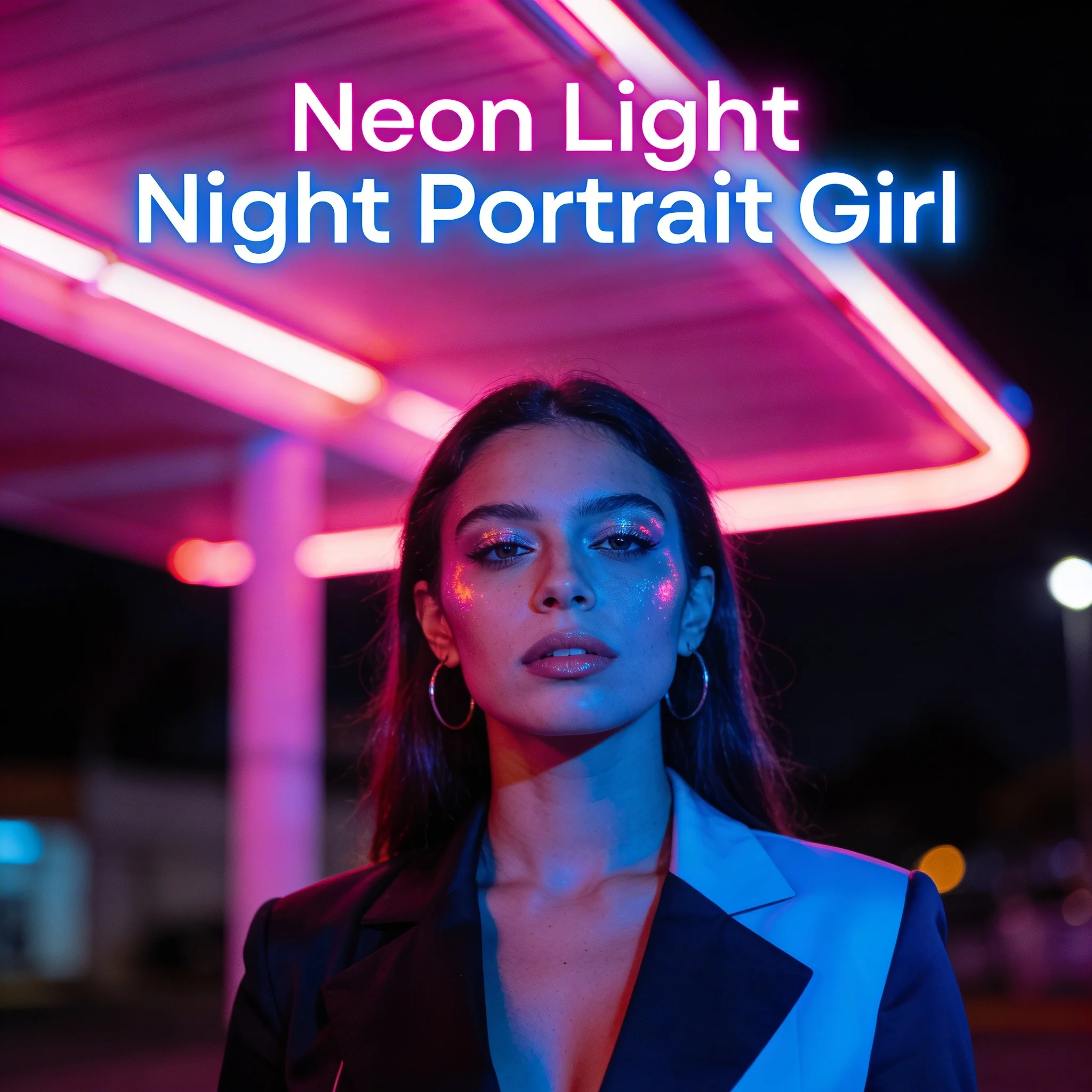 Neon Light Night Portrait Girl – Cinematic Viral Instagram Look | Ai Photo Editing Prompts