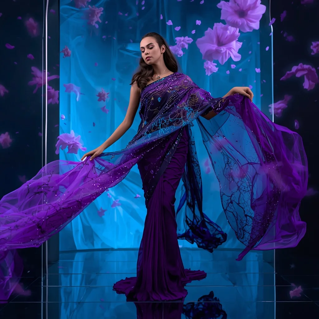 Neural Ink Gravity Saree with Digital Void Flow Chamber | Prompt For Gemini