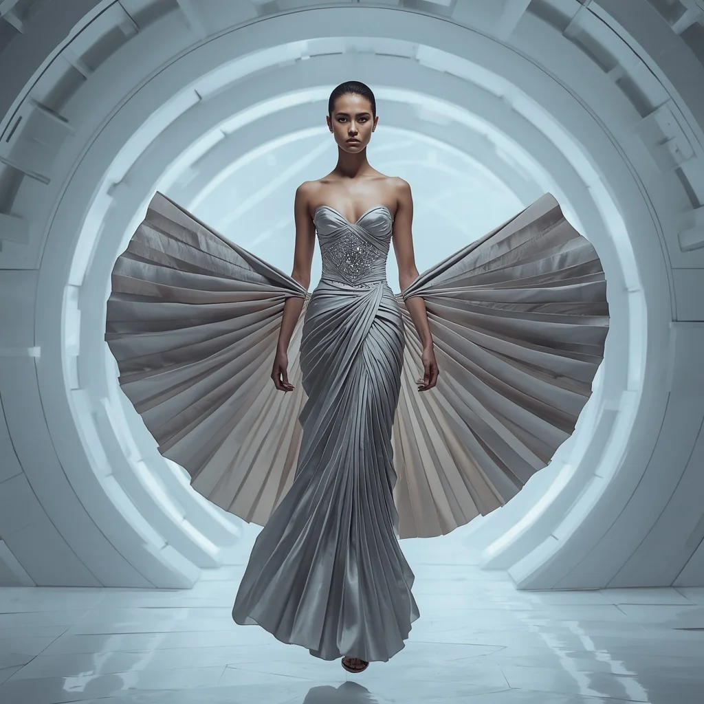 Origami Titanium Bloom Saree with Floating Origination Chamber | Prompt Ai For Girl Instagram