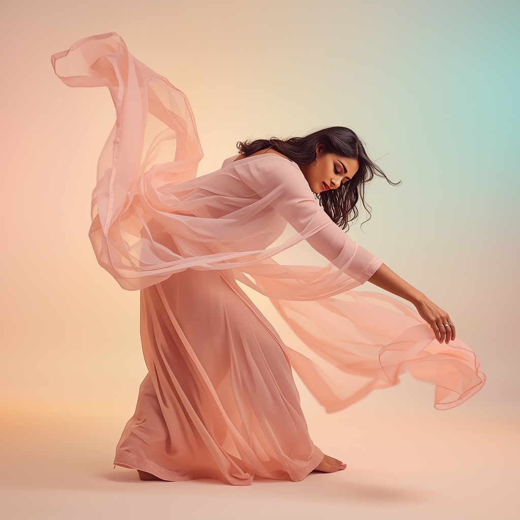 Pastel Festive Girl Forward Dip Turn Dupatta Wrap Pose | Saree Girl Dp Ai Prompt Ultra Hd