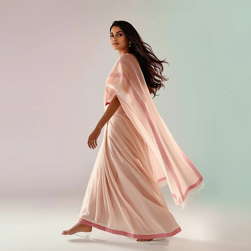 Pastel Indian Girl Calm Side Walk Look Away Pose | Hd Image Prompt