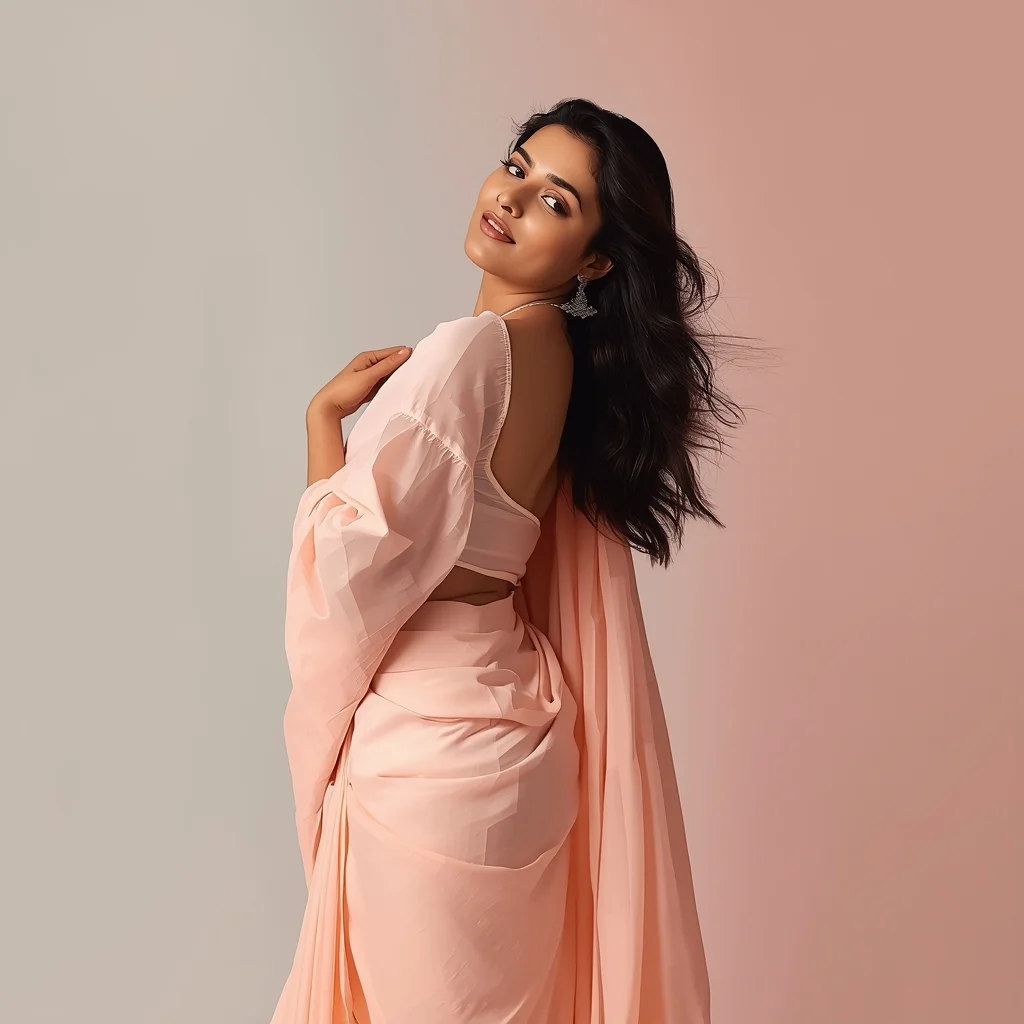 Pastel Indian Girl Gentle Lean Back Fabric Hold Pose | Trending Ai Prompt