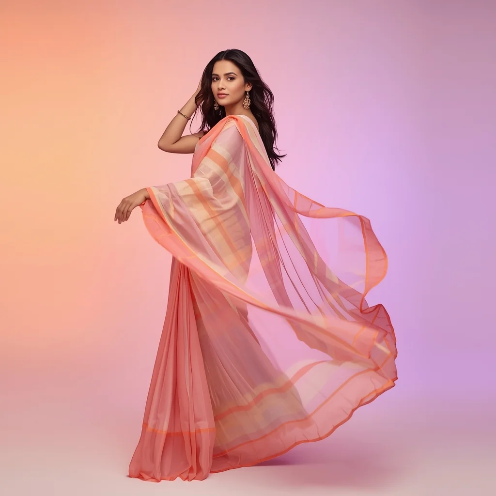 Pastel Indian Girl Soft Spiral Turn Dupatta Flow Pose | Youtube Thumbnail Ai Prompt