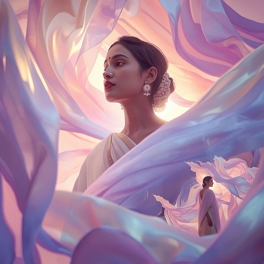 Pastel Saree Dreamlike Soft Aurora Fabric Universe Cinematic Viral Prompt | Gemini Saree Prompt