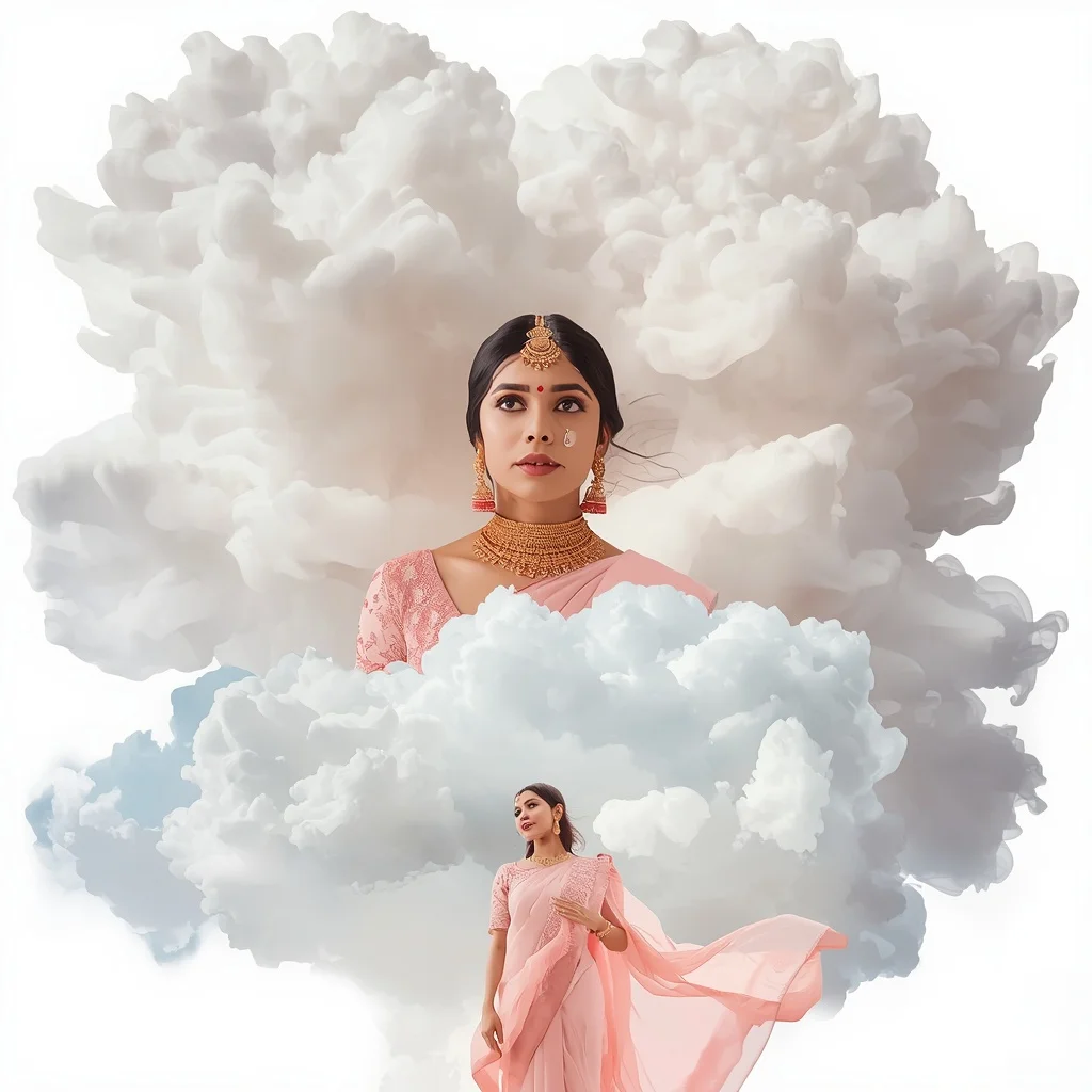 Pastel Saree Ethereal Floating Silk Clouds Lite Background Viral Prompt | Prompt Trending Girl 2026