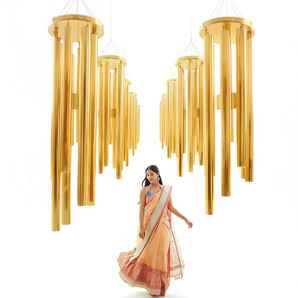 Pastel Saree Golden Chimes Lite Background Cinematic Prompt | Cute Girl Ai Prompt