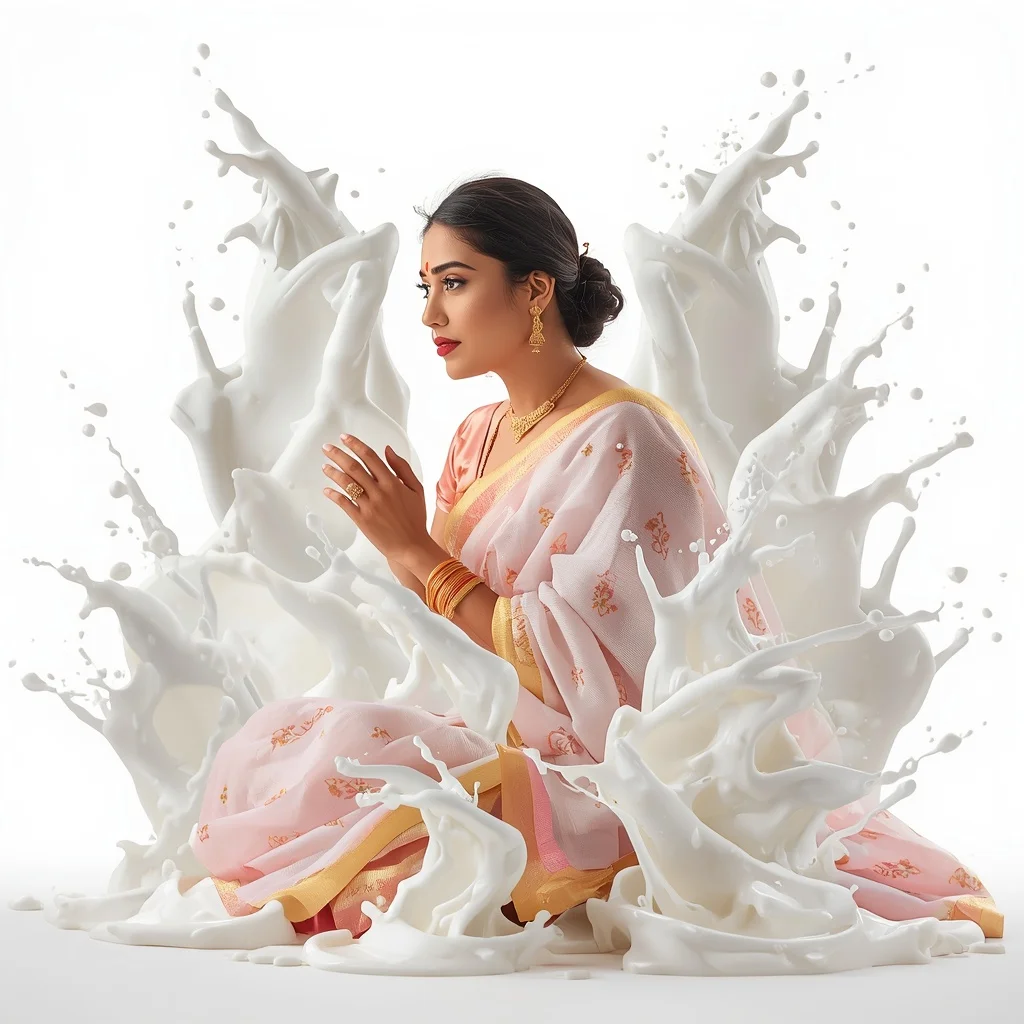 Pastel Saree Milky White Liquid Geometry Lite Background Viral Prompt | Best AI Art