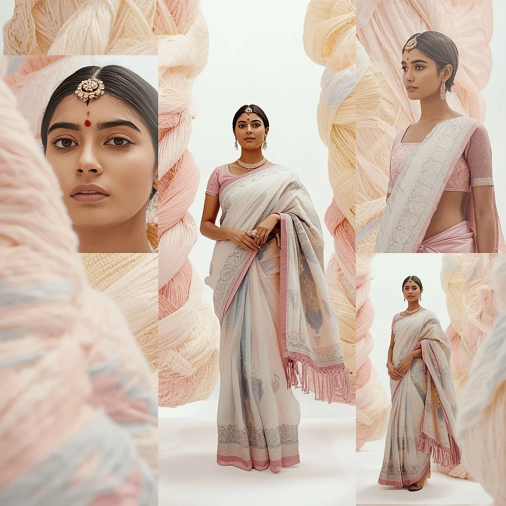Pastel Saree Pastel Textile Sculptures Lite Background Premium Prompt | Romantic Ai Prompt