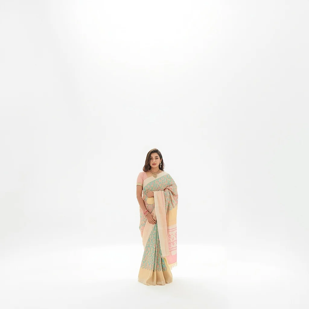 Pastel Saree Soft Volumetric Sunlight Beams Lite Background Premium Prompt | Desi Girl Ai Prompt