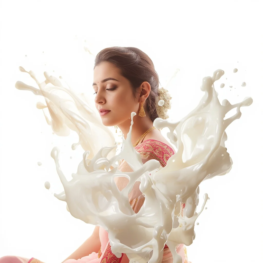 Pastel Saree White Ink Splashes Lite Background Premium Prompt | Instagram Story Ai Prompt