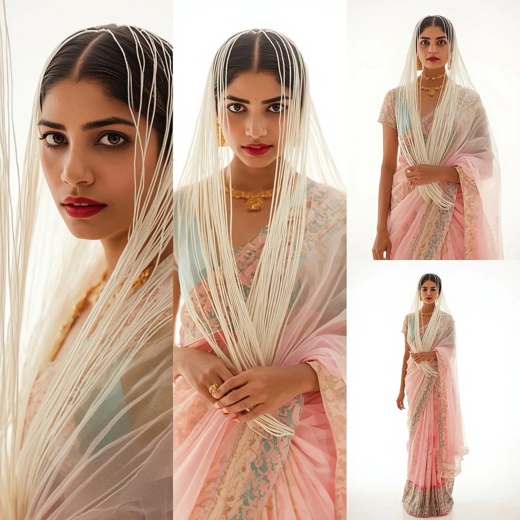 Pastel Saree White Silk Cocoon Lite Background Viral Prompt | Traditional Saree Prompt Pdf