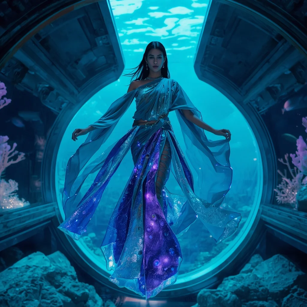 Plasma Coral Energy Saree with Deep Sea Reactor Dome | New Instagram Trend Prompt For Girl Copy And Paste