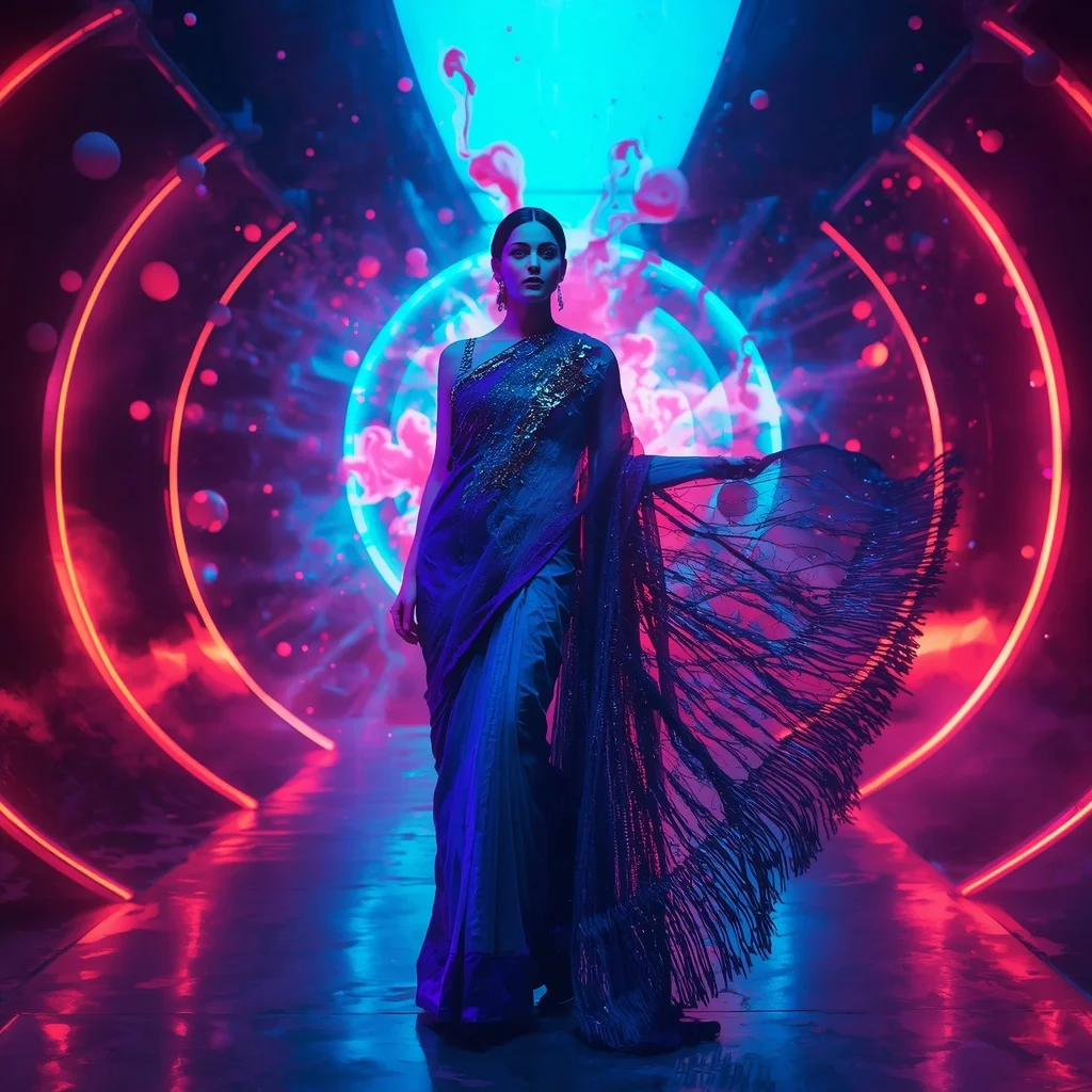 Plasma Ink Rift Saree with Energy Paint Vortex Chamber | Gemini AI Photo Prompt Copy Paste Trending Girl 2026