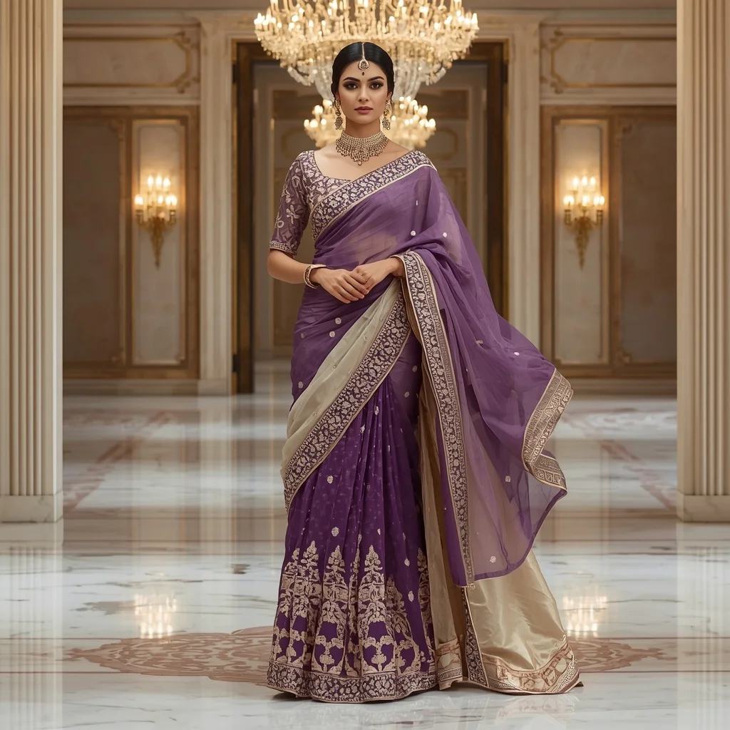 Royal Amethyst Queen Saree with Grand Crystal Ballroom | Prompt Seen Gemini Girl Instagram