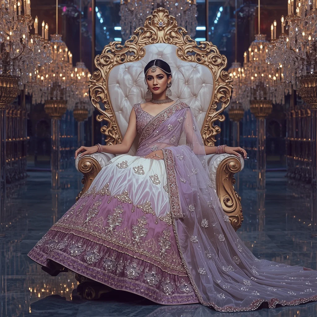 Royal Velvet Opal Throne Saree with Crystal Maharani Kingdom | Prompt Seen Trending Girl Instagram