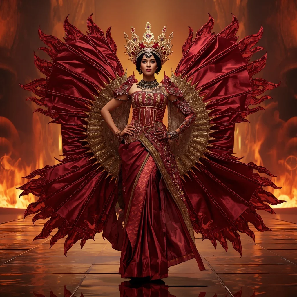 Ruby Dragon Crown Saree with Royal Flame Arena | Instagram Reel Ai Prompt