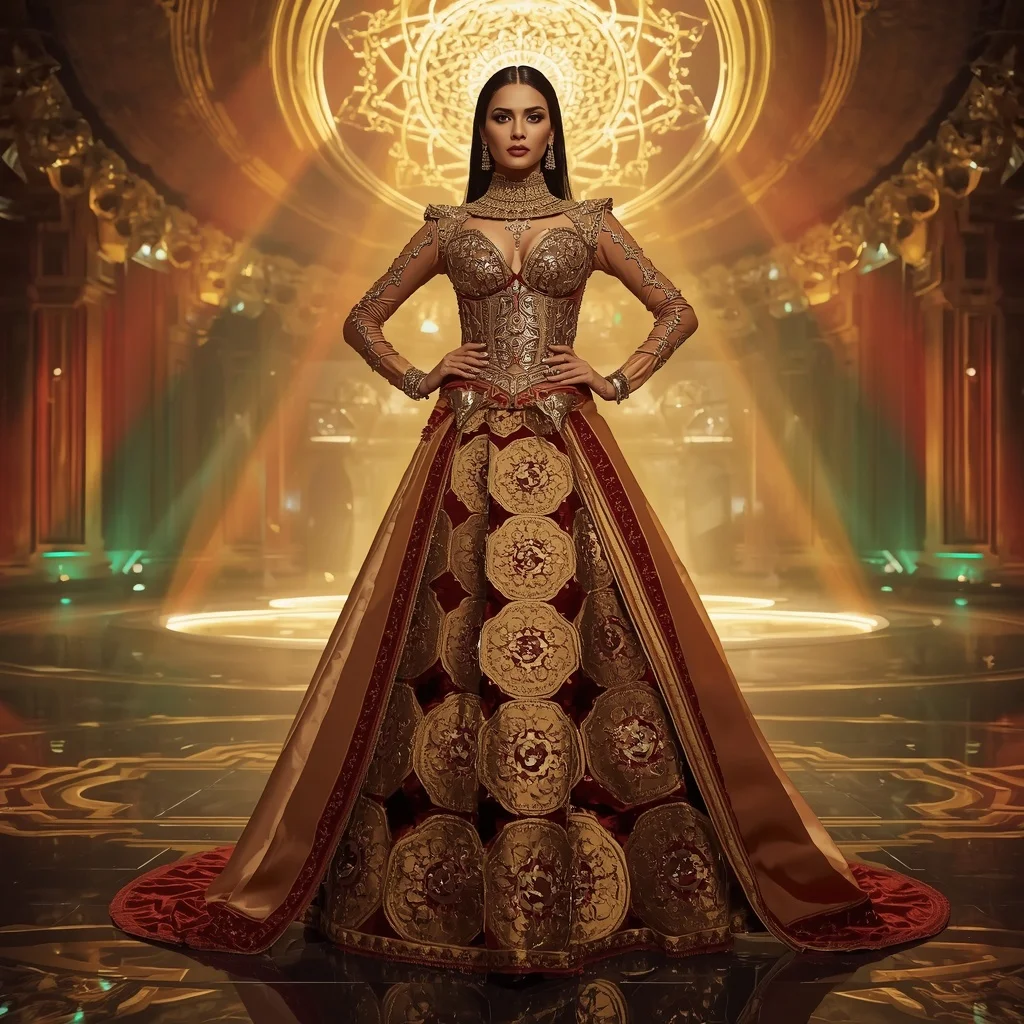 Sacred Geometry Temple Armor Saree with Floating Mandala Architecture | Easy Ai Prompt