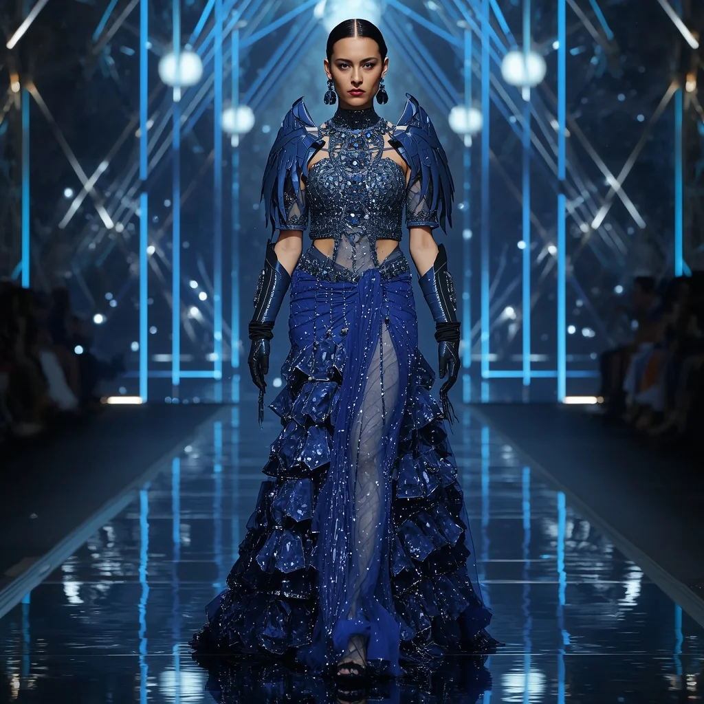 Sapphire Nebula Titan Armor Saree with Floating Quantum Laser Hypergrid Cathedral Nexus Sphere System | Influencer Ai Prompt