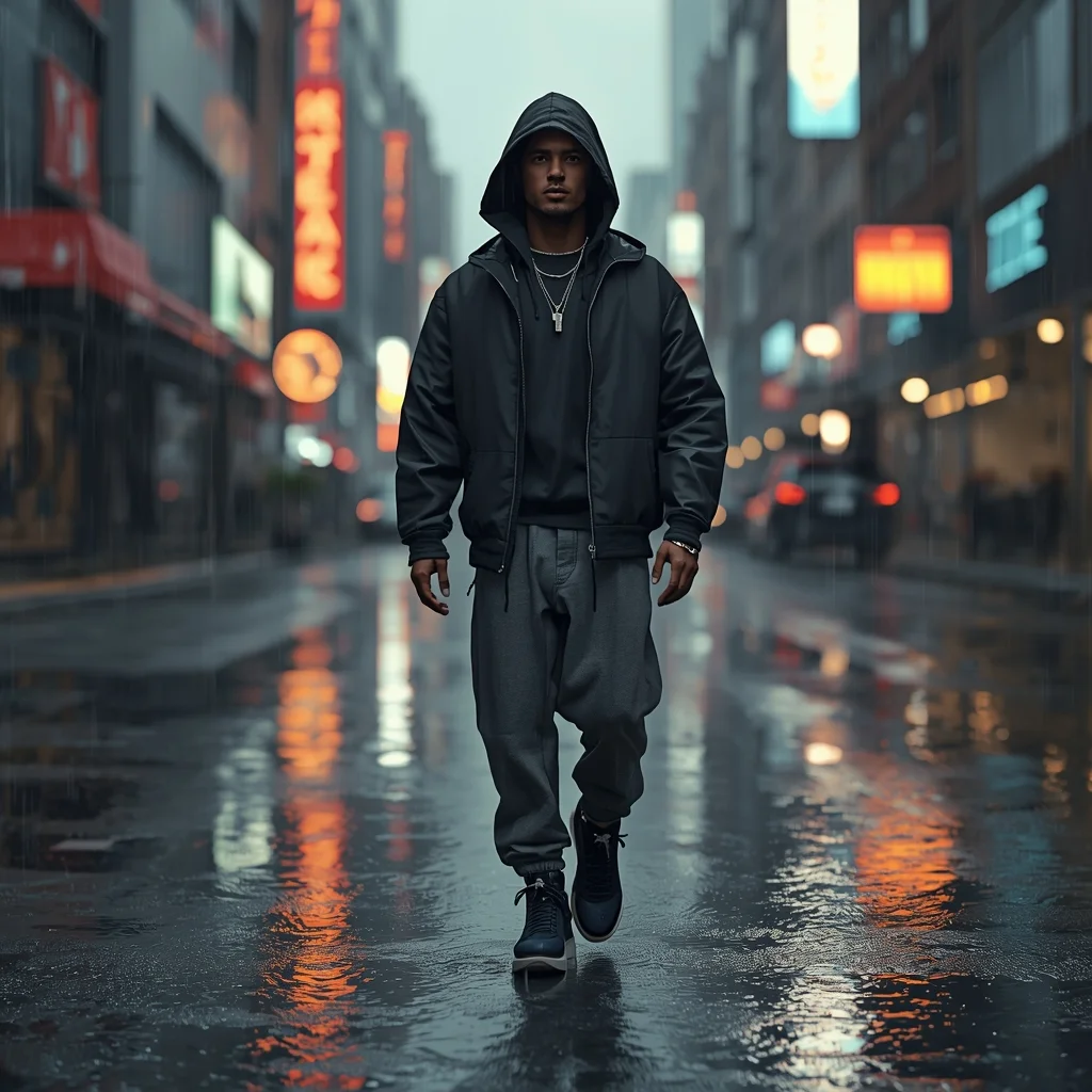Street Fashion Rain Walk | professional photo prompts