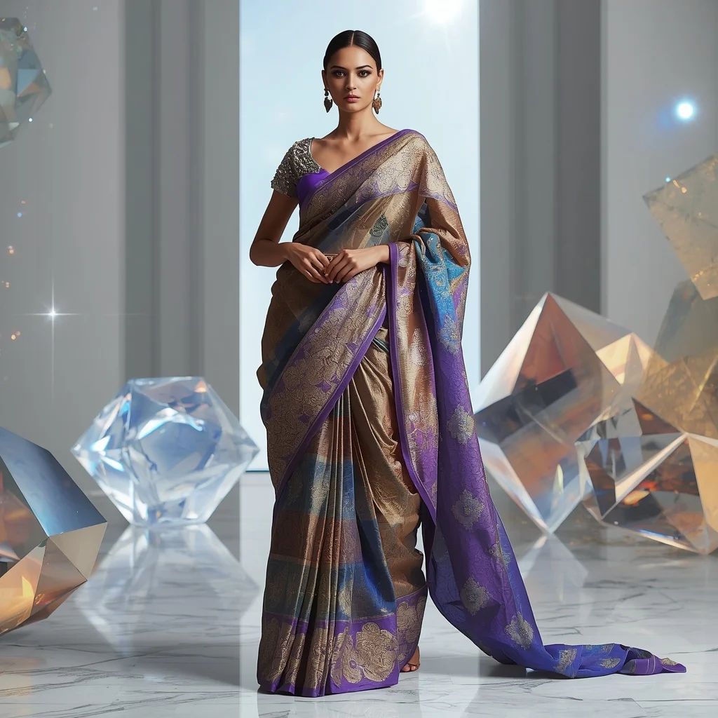 Supreme Hyper Celestial Rift Singularity Saree – Ultimate Avant-Garde Festival Saree with Impossible Pose and Rift Singularity Universe Background | Fantasy Ai Prompt