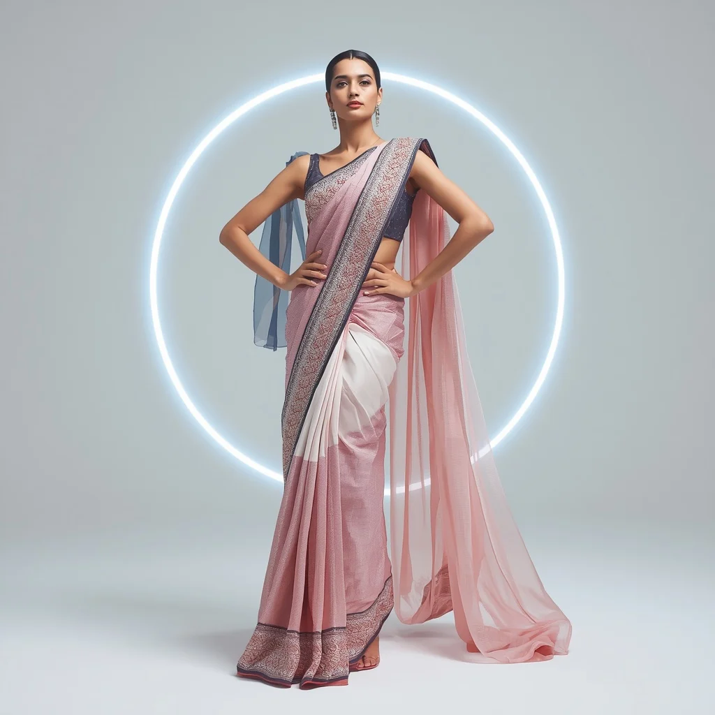 Supreme Infinity Diamond Saree – Ultimate Experimental Festival Saree with Impossible Editorial Pose and Infinite Diamond Universe Background | Festival Prompt