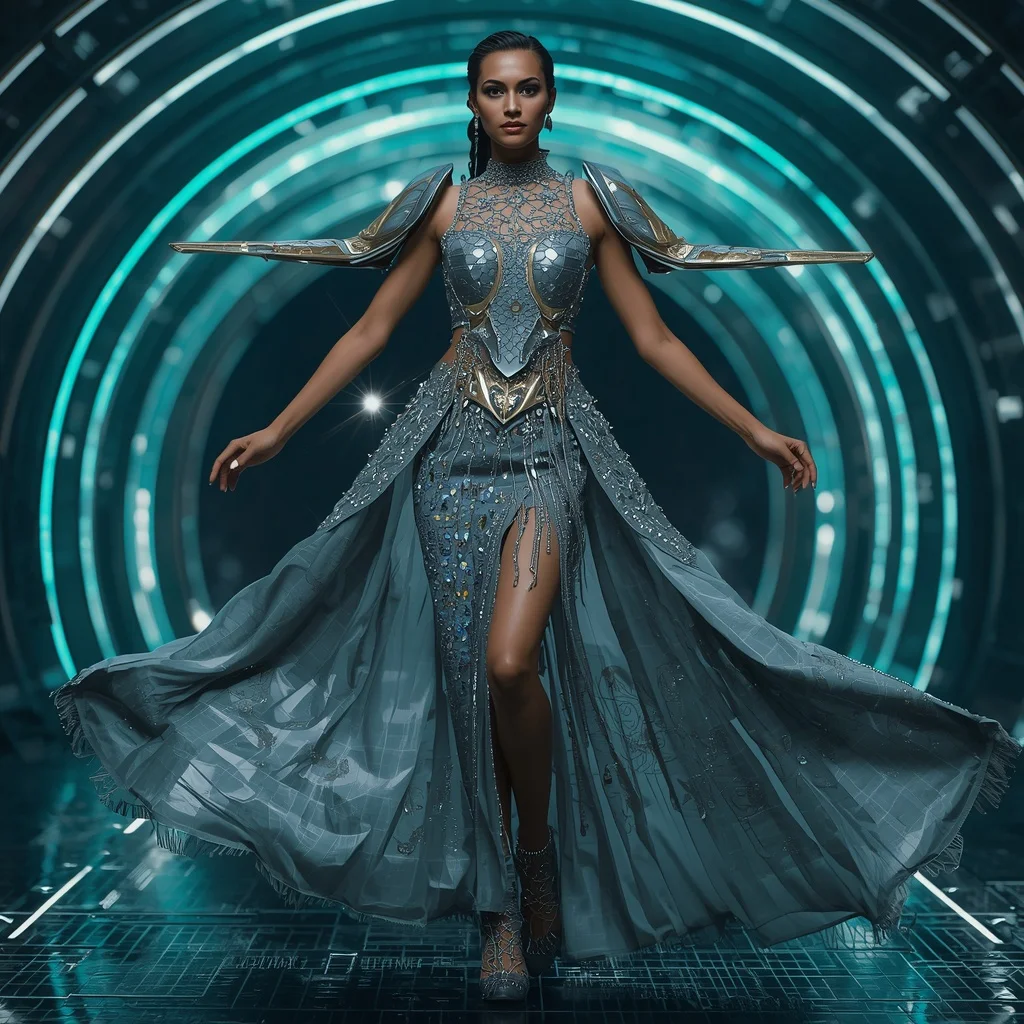 Titanium Nebula Fragment Armor Saree with Floating Arc Hypermatrix Quantum Corridor Nexus Grid Collapse System Core | Trending Ai Prompt