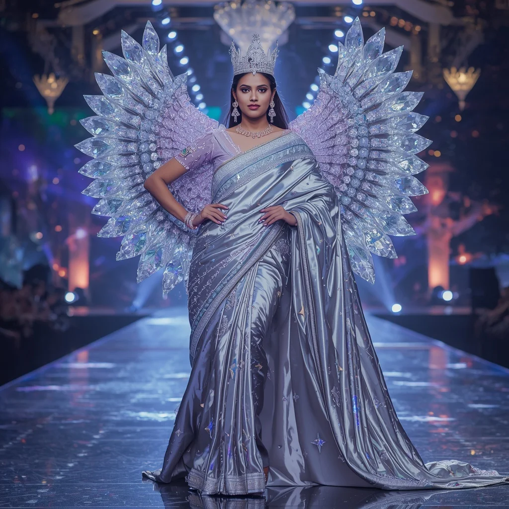 Ultra Luxury Crystal Infinity Diamond Crown Saree with Eternal Multiverse Royal Empire | Lighting Ai Prompt