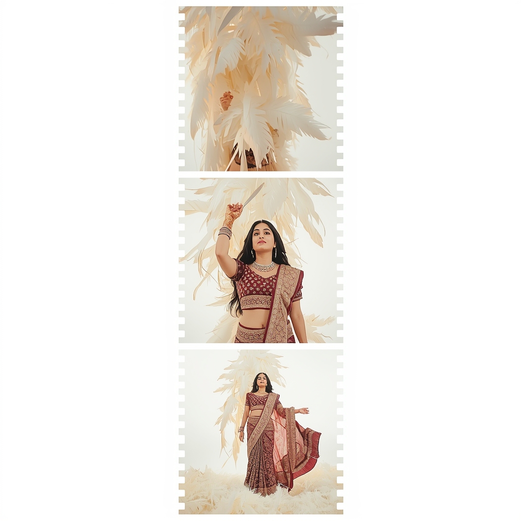 White Feather Tornado Studio Strip Fashion | Saree Aesthetic Ai Prompt For Pinterest
