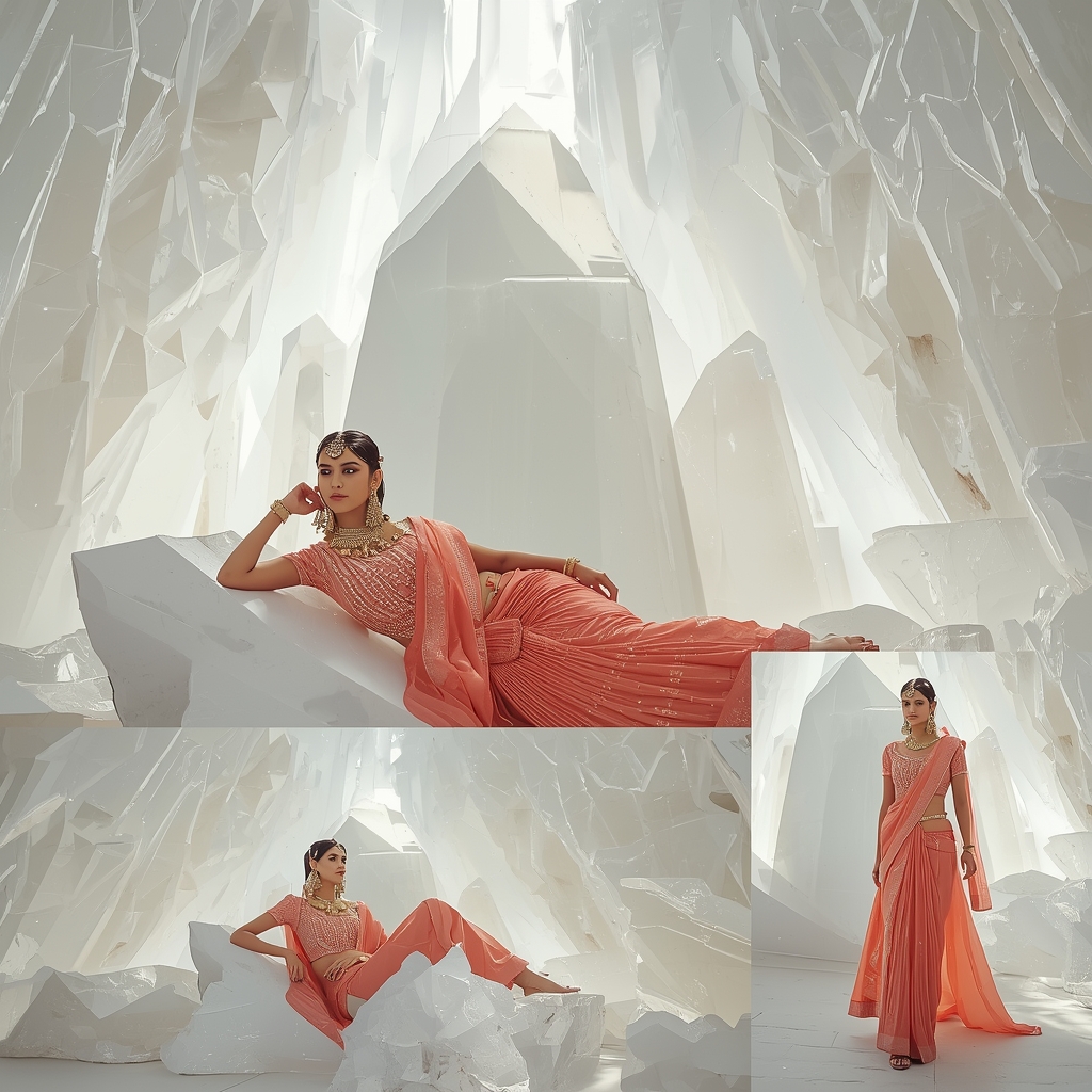 White Quartz Crystal Cave Storyboard Magic | Saree Prompt Copy Paste