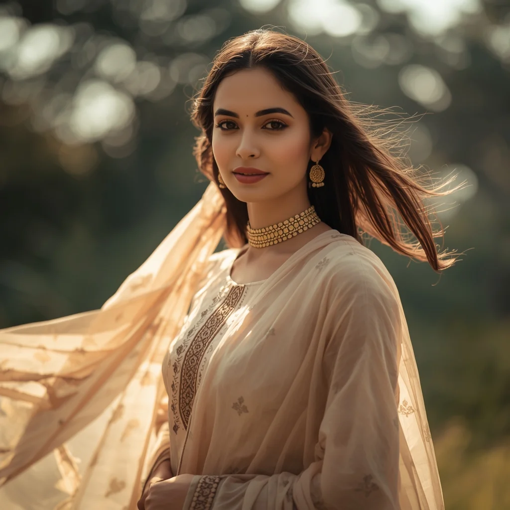 Windy Dupatta Ethnic Girl Portrait – Traditional Viral Look | Saree Ai Image Prompts